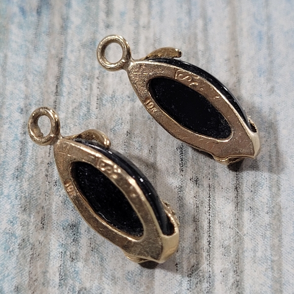 10k Onyx Two little Charms For Earrings. - Picture 4 of 9